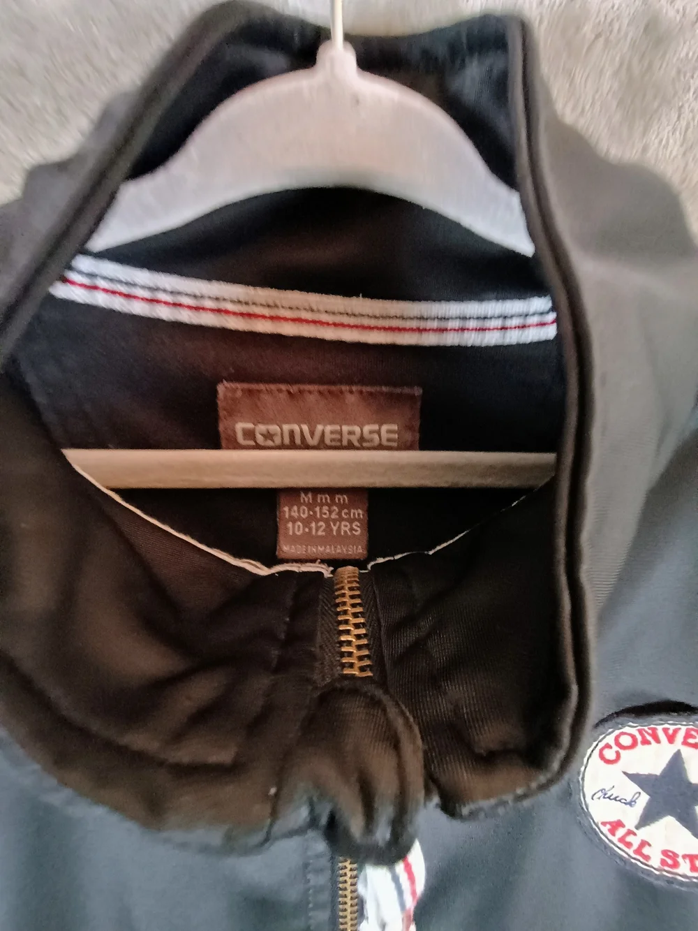 Boys Converse Full Zip Track Jacket with Blue Stripe Size 10/12